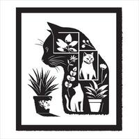 Print Abstract boho cats print printable wall art cat vector