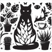 Print Abstract boho cats print printable wall art cat vector