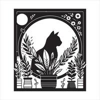 Print Abstract boho cats print printable wall art cat vector
