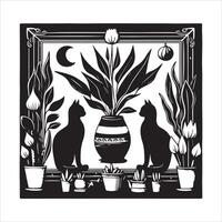 Print Abstract boho cats print printable wall art cat vector