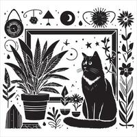 Print Abstract boho cats print printable wall art cat vector