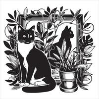 Print Abstract boho cats print printable wall art cat vector