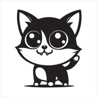 Print A silhouette black cat in an illustration frame with a floral design on its back silhouette design vector