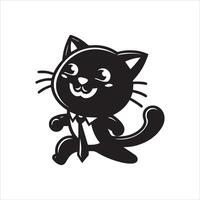 Print A silhouette black cat in an illustration frame with a floral design on its back silhouette design vector