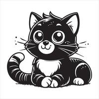Print A silhouette black cat in an illustration frame with a floral design on its back silhouette design vector