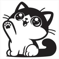 Print A silhouette black cat in an illustration frame with a floral design on its back silhouette design vector