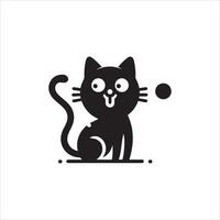 A silhouette black cat in an illustration frame with a floral design on its back silhouette design Print vector