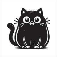 A silhouette black cat in an illustration frame with a floral design on its back silhouette design Print vector