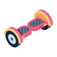An editable isometric icon of hoverboard vector