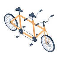 A customizable isometric icon of tandem cycle vector