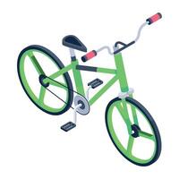 An isometric icon depicting bicycle vector