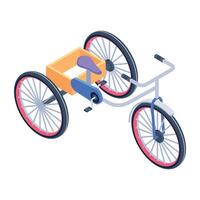 An editable isometric icon of trike vector