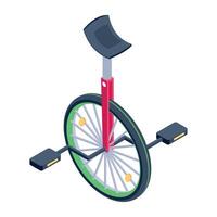 Easy to edit isometric icon of monocycle vector