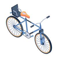 Easy to edit isometric icon of child bicycle vector