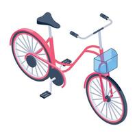 An isometric icon of retro bicycle vector