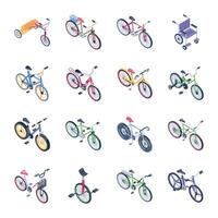 Collection of Mobility and Cycle Rides Isometric Icons vector