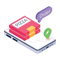 Editable isometric icon of online pizza order vector