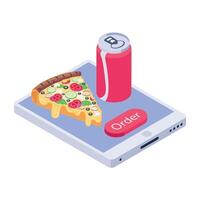 Get this isometric icon of a food app vector