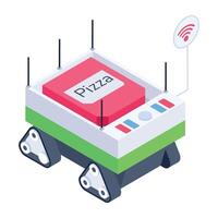 Latest isometric icon of pizza delivery robot vector