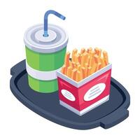 Here an isometric icon of fast food tray vector