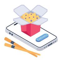 Handy isometric icon of ordering chinese food vector