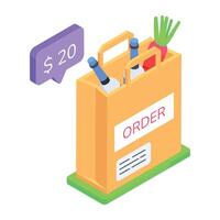 Here an isometric icon of fast food tray vector