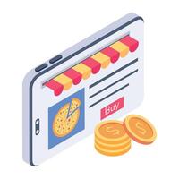 Check out this isometric icon of online pizza store vector