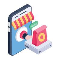 Restaurant order app, isometric style icon vector