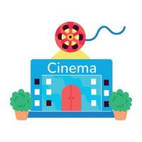 WebA flat style sticker of cinema building vector