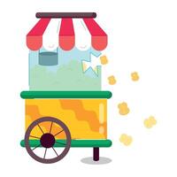 WebA flat style sticker of popcorn machine vector