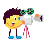 WebA flat style cartoon of film shooting with camcorder vector