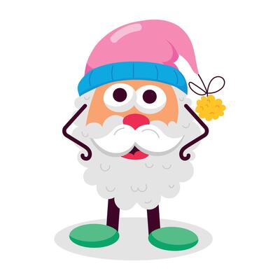 A flat sticker of cute santa character