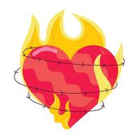 WebA flat style sticker of fiery heart vector