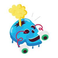WebA flat style sticker of dead skull with popping eyes vector
