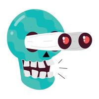 WebA shocked skull with popping eyes, flat cartoon style vector
