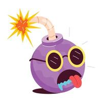 WebAn explosive bomb character with funny retro cartoon face and expression vector