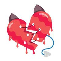 WebGraffiti art of stitched evil heart with horns vector
