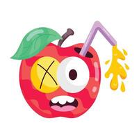 Graffiti street art of apple juice with funny expression vector
