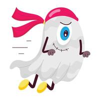 A cartoon style sticker of flying ghost vector