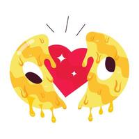 WebA comic style mascot of melting broken emoji with heart in it vector