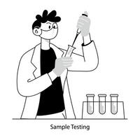 Doodle mini illustration showing a sample testing vector