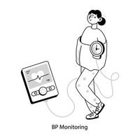 Doodle style mini illustration of bp monitoring vector
