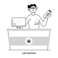 A doodle mini illustration of a lab assistant vector