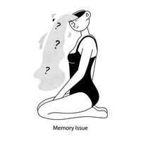 Doodle mini illustration showing girl with memory issue vector