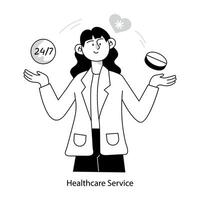 Hand drawn mini illustration donating healthcare service vector