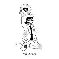 Hand drawn mini illustration of virus attack vector