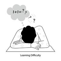 A hand drawn mini illustration of learning difficulty vector