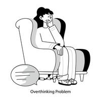 Basic RGBDoodle mini illustration of overthinking problem vector