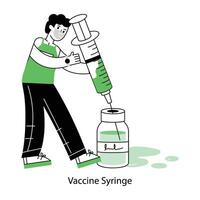 WebA line style mini illustration of vaccine syringe vector