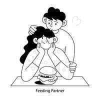 WebHand drawn mini illustration of feeding partner vector